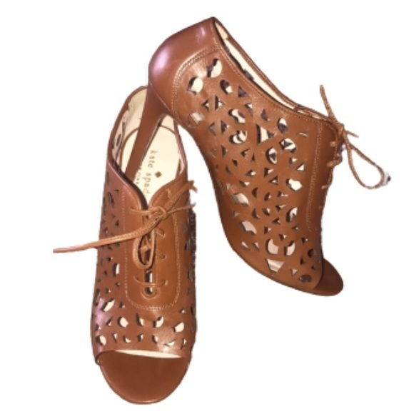 Kate Spade Izarra Tan brown Lace Up Cutout Heels size 7.5 - Picture 1 of 10